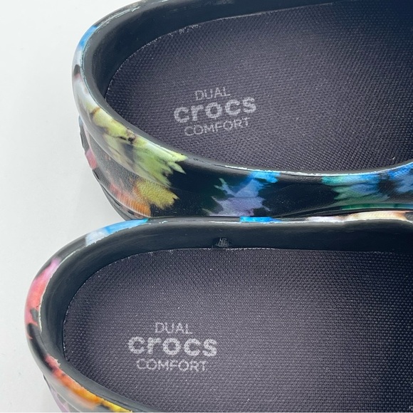 Crocs Neria Pro II Slip On Work Nurse Clogs Shoes Black Tie Dye Womens Size 7 - Picture 12 of 12